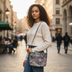 Jane Yoo wearable art shoulder bag artsy artisan artist Stylish Women's handbag